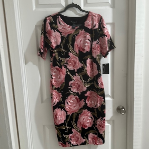 NWT women Stella & Julie floral colorful puff sleeves dress - Picture 2 of 8